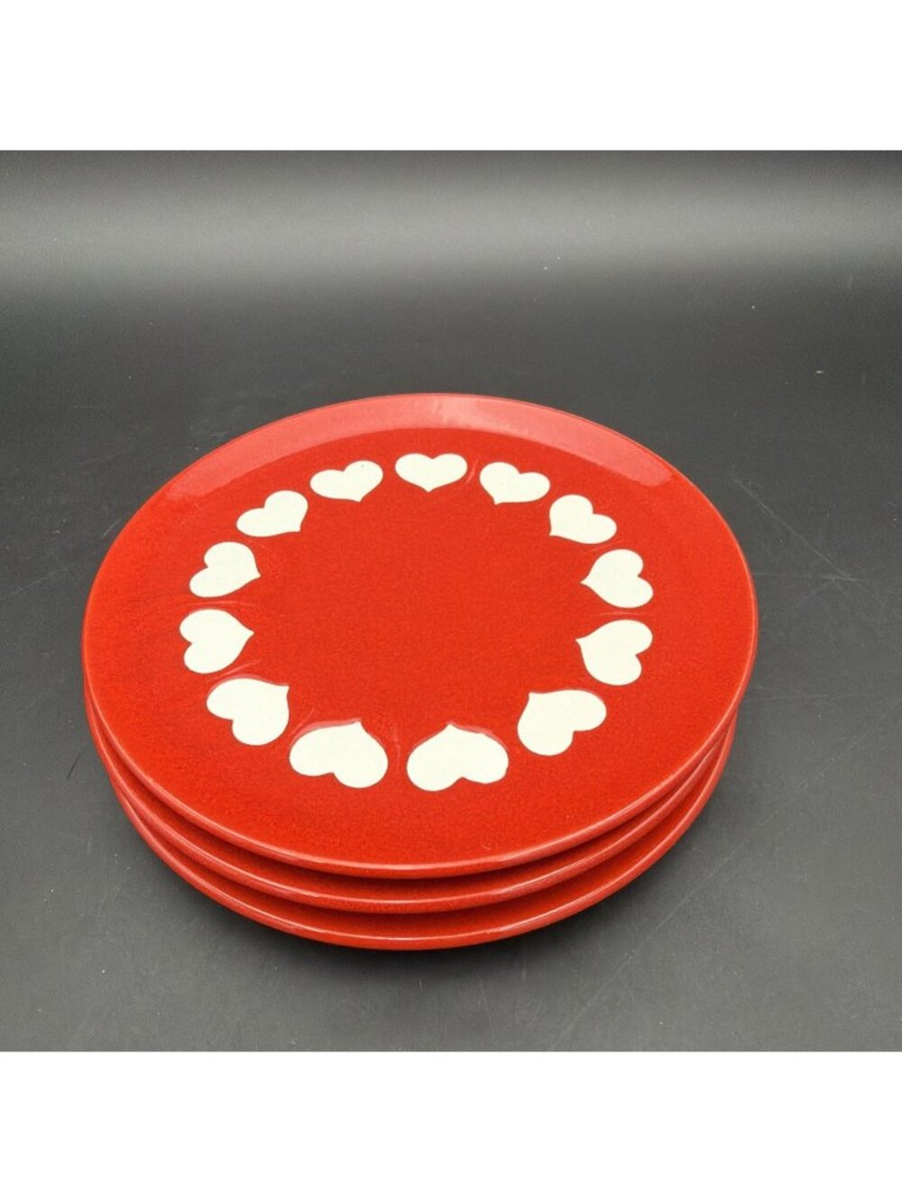 Set of 3 Waechtersbach Red Heart Salad Plates 7 3/4" W Germany VG Valentine